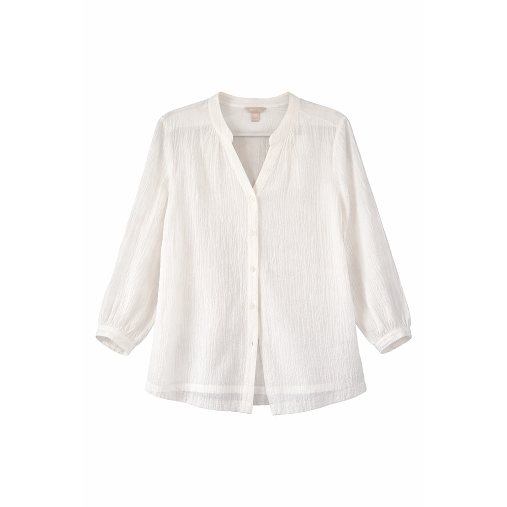 White Stag Textured V-Neck Button Front Blouse White XL 16-18